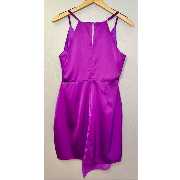 NWT Lulu’s What a Stunner Purple Satin Asymmetrical Mini Dress - Picture 5 of 10